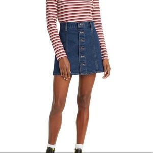 VINTAGE high waist Button Front Jean Skirt